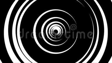 抽象黑白螺旋.. 动画。 由旋转线产生的黑白颜色的催眠圆形螺旋。 隧道